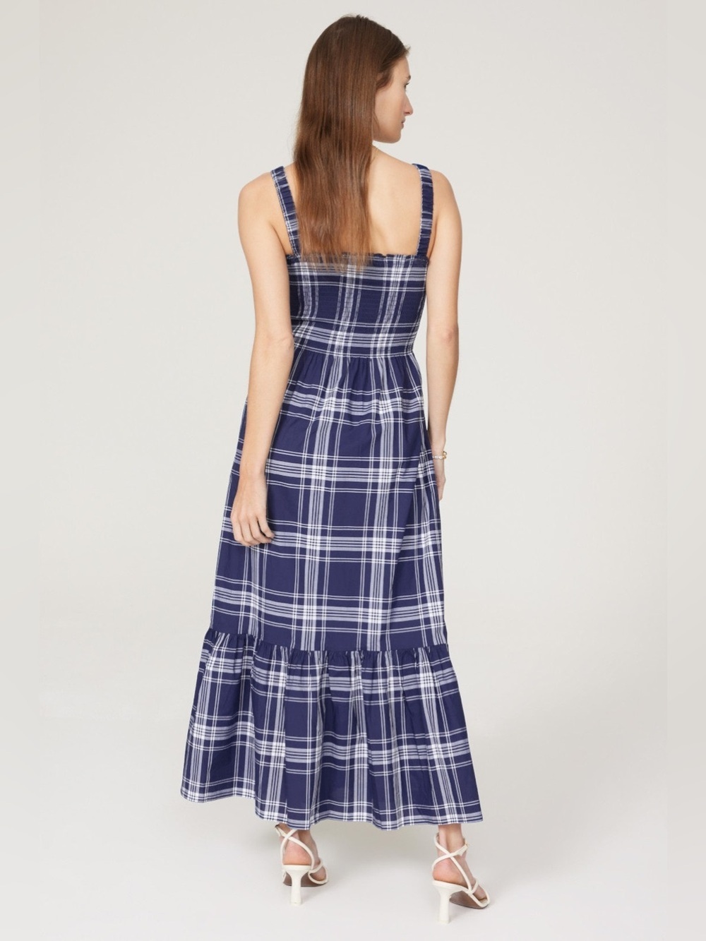 Hill house Plaid Anjuli The Nap Navy Square-Neck Maxi Dress - Picture 7 of 9